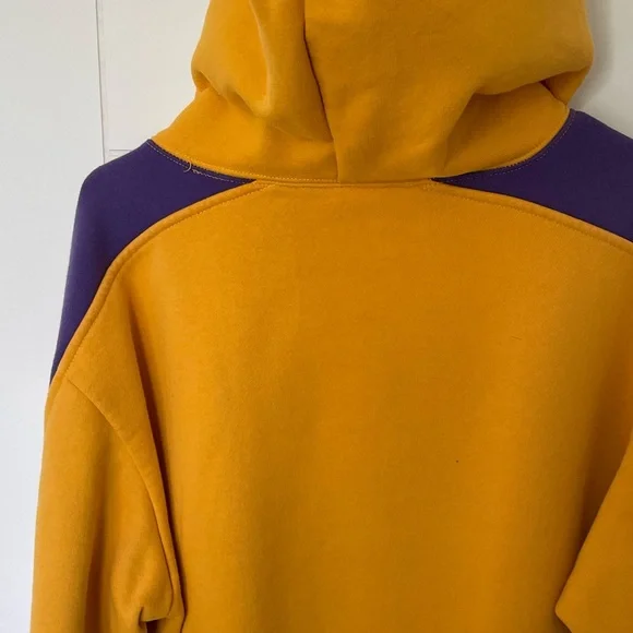 Supreme Mustard Hoodie with Purple Sleeves - Picture 3 of 4